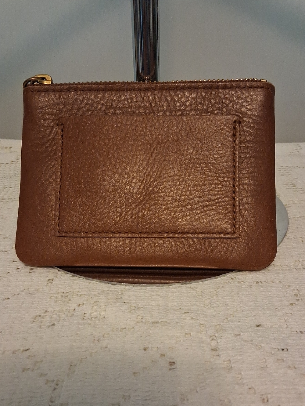 Madewell Brown Pebbled Leather Card Pouch with Zip